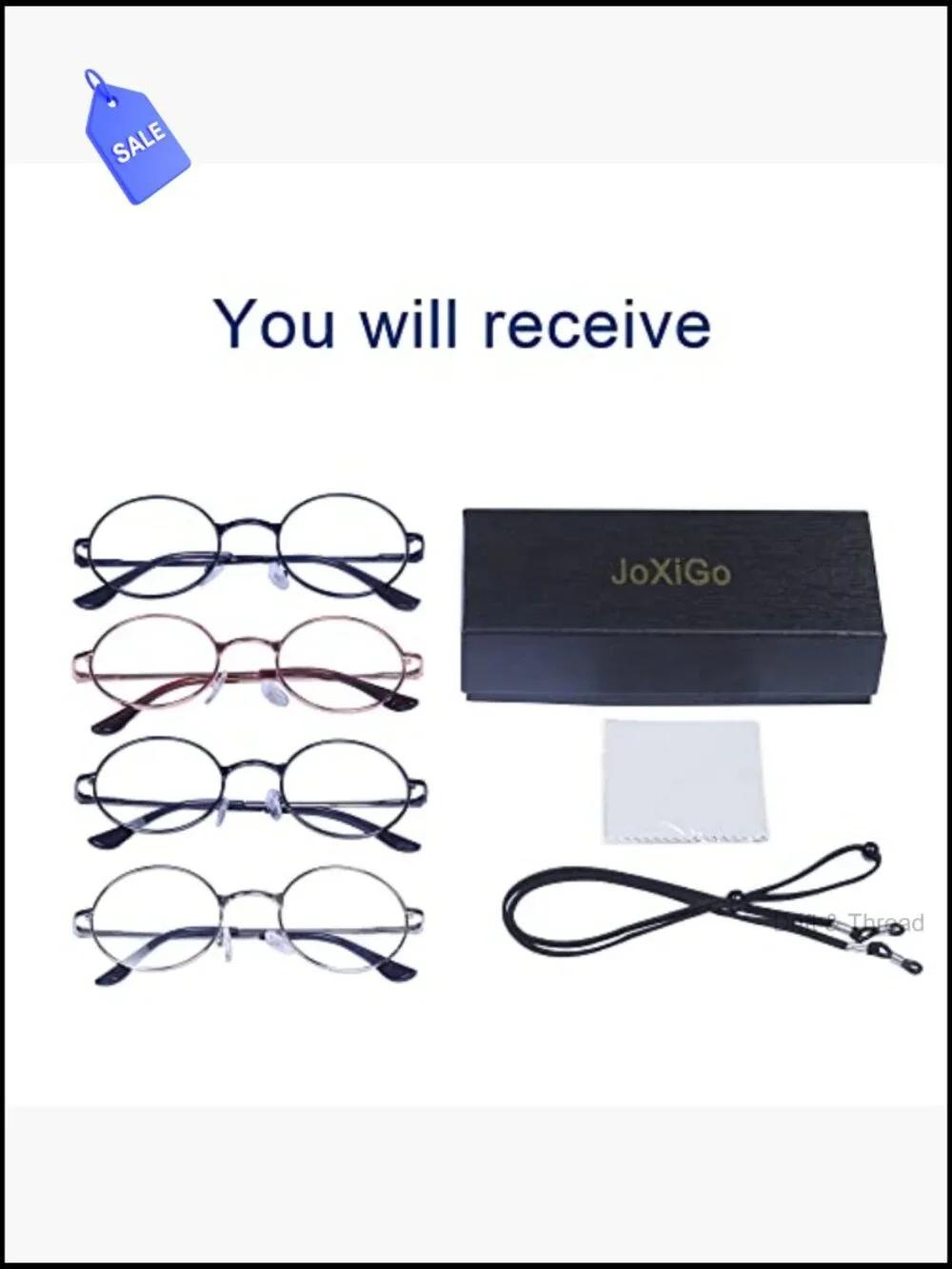 4 Pack Retro Round Reading Glasses with Strap